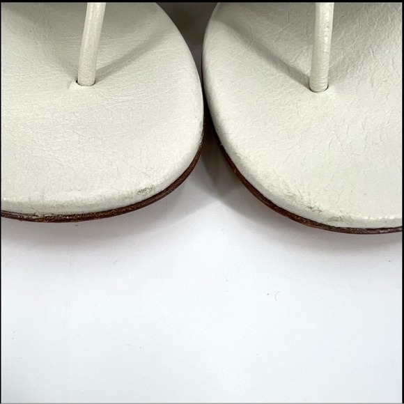 Balenciaga Arena Scalloped Trim Leather Gladiator Sandals SZ 36 1/2 Bone - Picture 5 of 11